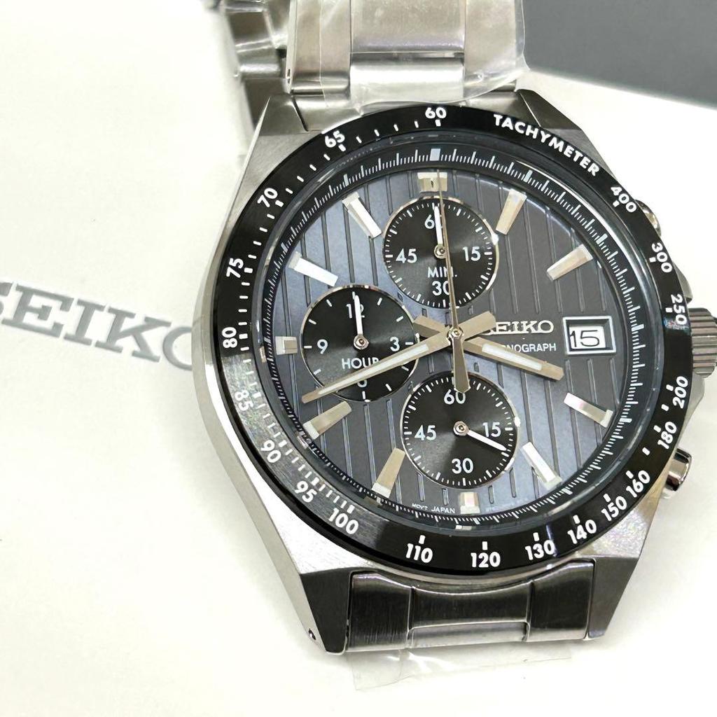 SEIKO SELECTION SBTR041 Seria S Cronograf, Ceas Analog Quartz pentru Bărbați, Afișaj Vertical cu 3 Cadranuri, Impermeabil 10 Bar, Tahimetru, Fabricat în Japonia Autentic