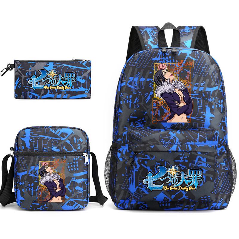 Anime The Seven Deadly Sins School Backpack Set with Shoulder Bag Pencil Case for Kids Teens Daily Bookbag