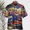 Camicia Hawaiana da Uomo Stampa Grafica Auto Camicie Uomo Moda Casual Blusa da Spiaggia Vacanza Revers Motocicletta Camisa
