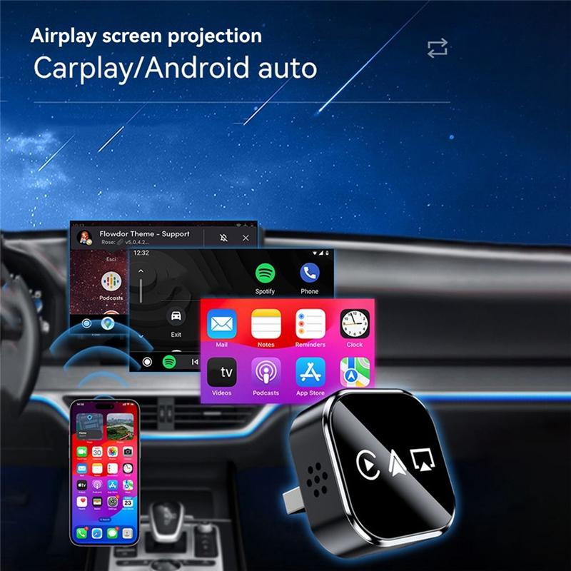 DIGIT-Airplay Carplay Android Auto Wireless 3In1 USB Dongle Adapter Plug and Play Wired Carplay To Wireless