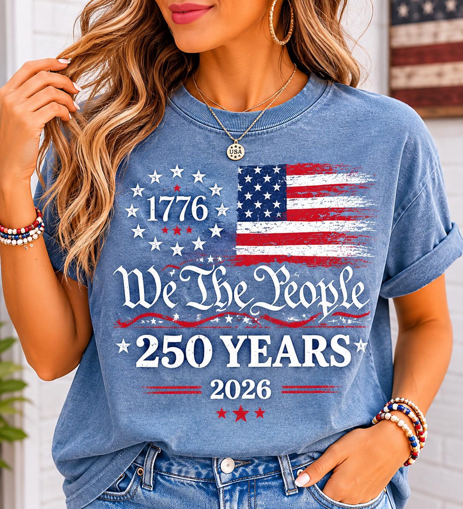 We The People 250 Years Shirt – Vintage USA Flag Patriotic Tee 3XL