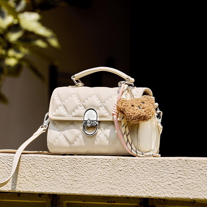 

2025 Новая Нишевая Мода Сумка-Цепочка Универсальный Дизайн Сумка на Одно Плечо Высококачественная Натуральная Кожа Женская Сумка Long22CM、Wide8CM、High бежевый