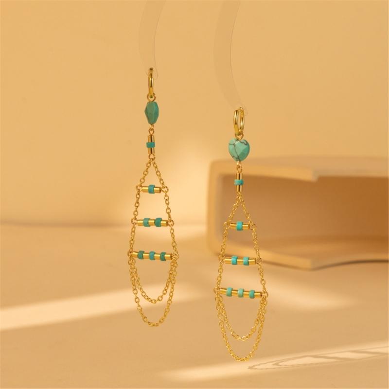 Delicate Natural Stone Dangle Earrings Adornment Chic Ear Drop Pendant Accessories Fringe Ear Hooks for Daily Wear Dates