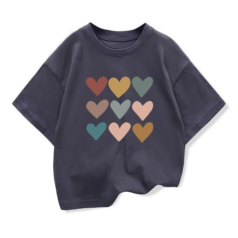 2026 Summer New Children's Clothing Girls Heart-Shaped Cartoon T-Shirt Children's Short Sleeve Pattern