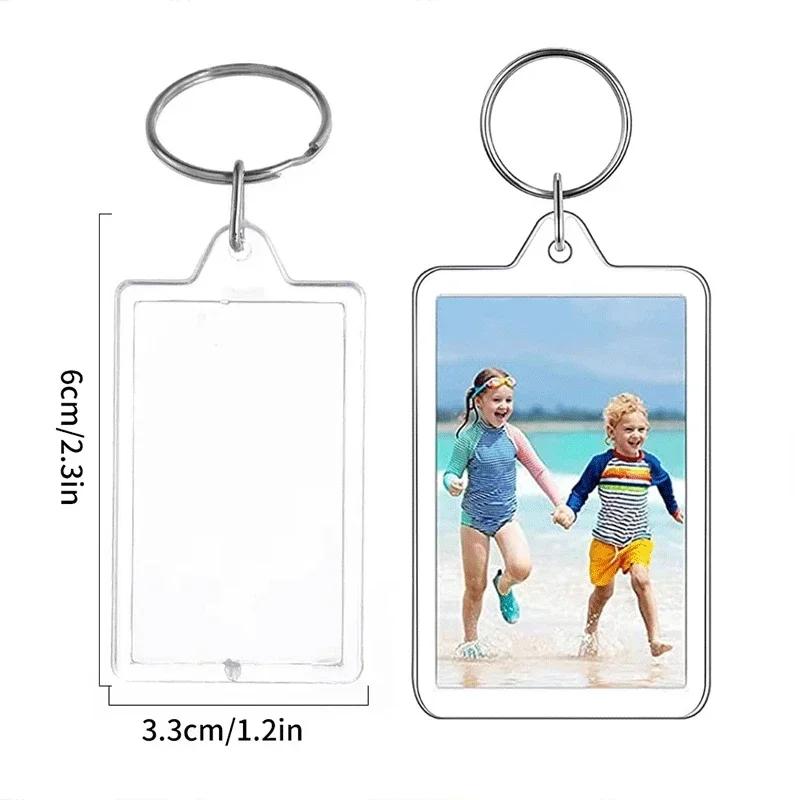 5/50pcs Transparent Photo Frame Keychain Tassels Snap-In Custom Insert Photo Acrylic Blank Keyring Clear Blank Picture Pendant