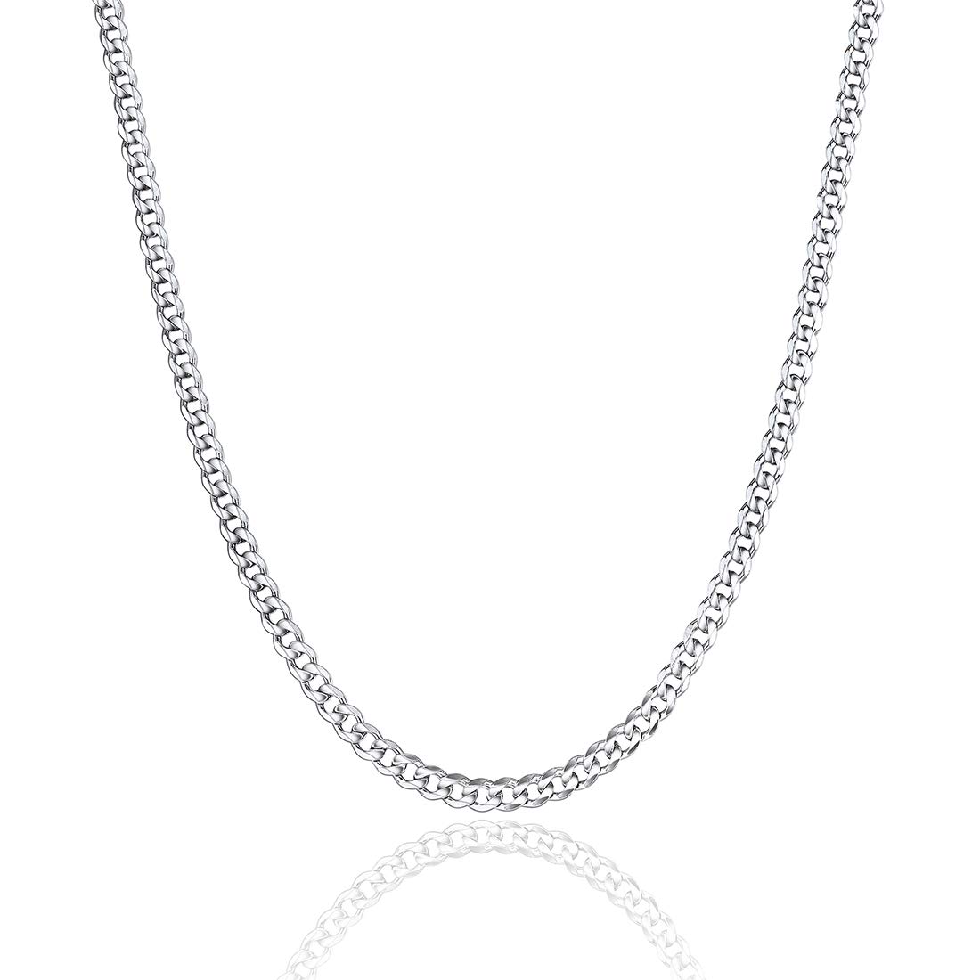 

925 Silver Necklace Chain Kihei Chain Metal Hypoallergenic Popular Simple Hip Hop Accessory Necklace Chain Only Width [U7U7] Women s Men s 3MM/5MM