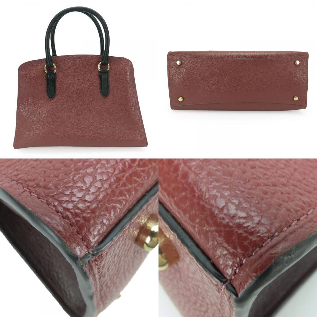 Used COACH Handbag Channing Carryall 76089 Leather Bordeaux Black 2WAY