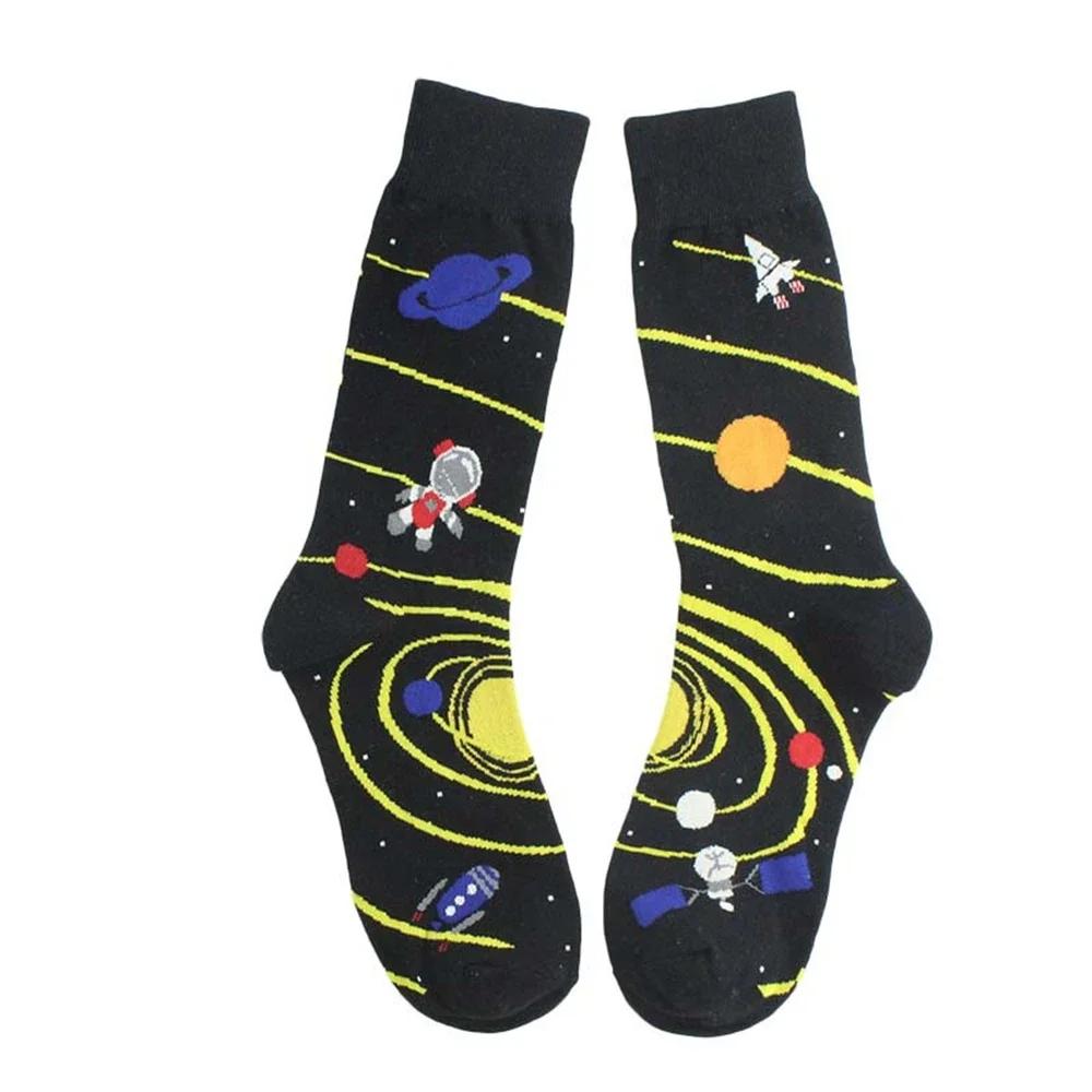 New Funny Alien Planet Universe Men's Cotton Socks European American Fashion Street Dance Trend Crew Hipster Skateboard Unisex