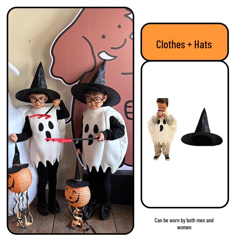 Halloween Pumpkin Ghost Costume Set for Boys with Cloak, Cape & Props