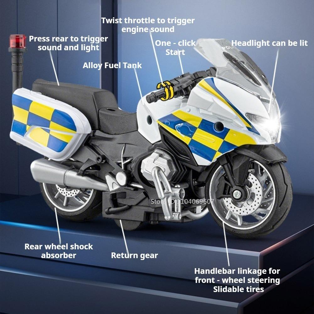 AAZT1 1:14 Scale R1250RT-P R1250RT Model Motorcycle Toys Alloy Diecast Sound Light Shock Absorption Pull Back Popular Motorbike Models
