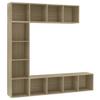 3 Piece Bookcase TV Cabinet Set in Sonoma Oak 70.9  x 11.8  x 70.9  (W x D x H)