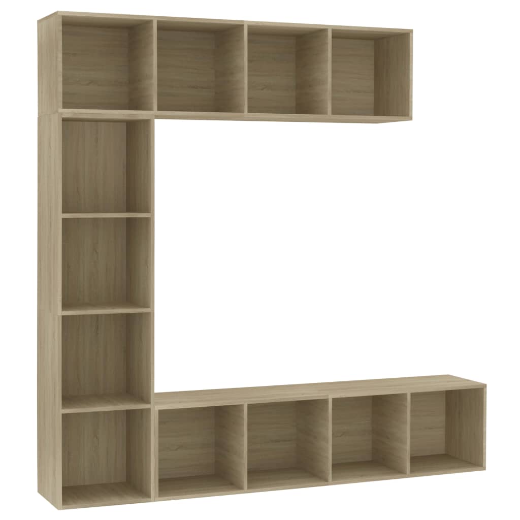 3 Piece Bookcase TV Cabinet Set in Sonoma Oak 70.9 x 11.8 x 70.9 (W x D x H)