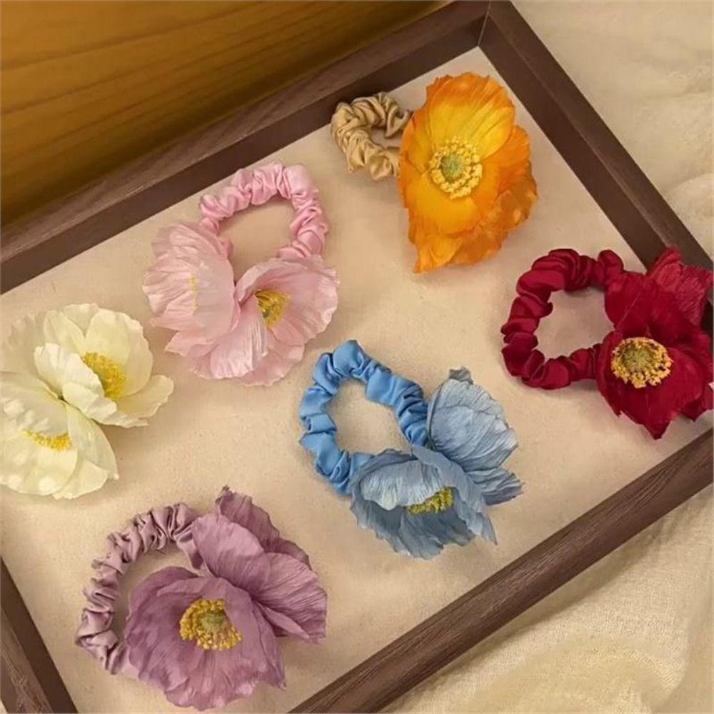 Korean Style Flower Hair Tie Ponytail Holder Elastic Hair Band Large Intestine Hair Ring  Gifts