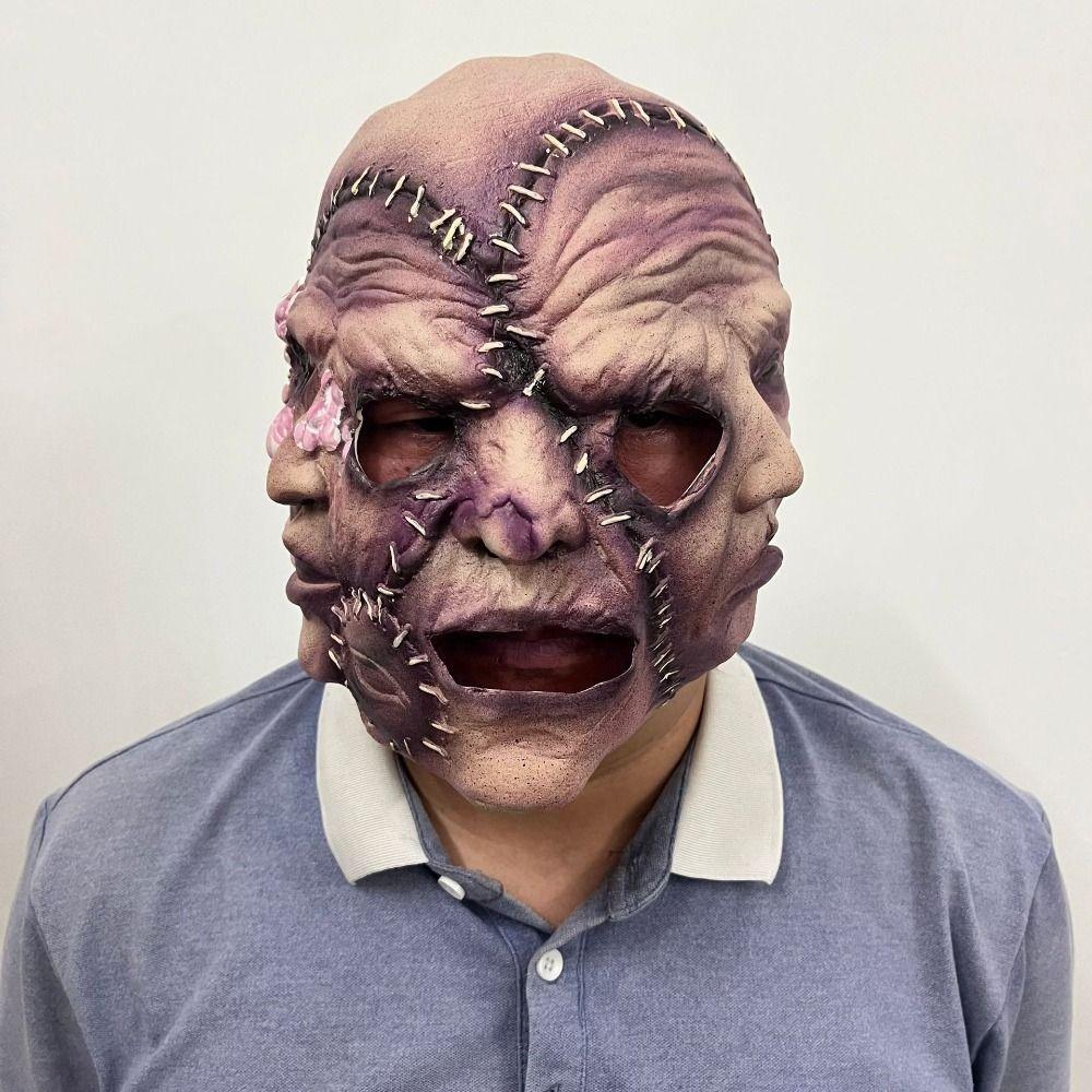 Soft Halloween Scary Mask Realistic Cosplay Costume Mask Three-Sided Scar Human Face  Cosplay Party
