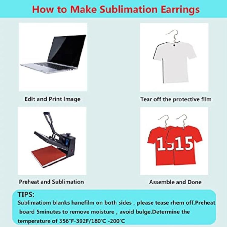48 Pieces Sublimation Blanks Products Earrings Hooks DIY Jewelry Making Supplies