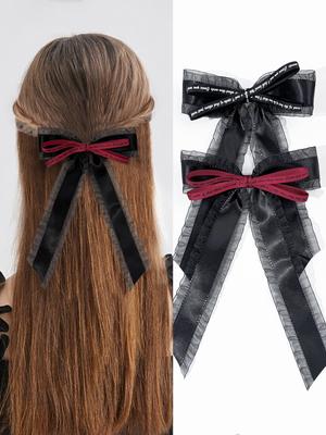 Dunkel, süß, cool, Schmetterlingsschleife, Band, Haarspange, Damenmode Persönlichkeit, hochwertiges Gefühl, Kopfschmuck, Haarschmuck