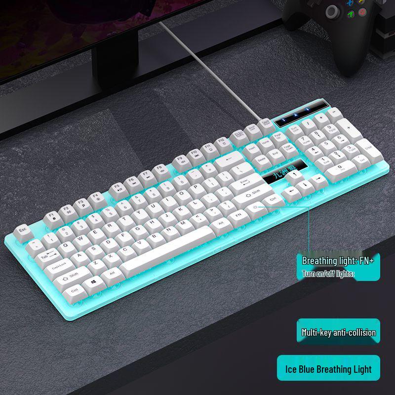 Silent Luminous Keyboard and Mouse Set, Multi-Key Anti-Ghosting with USB for Desktop and Laptop.