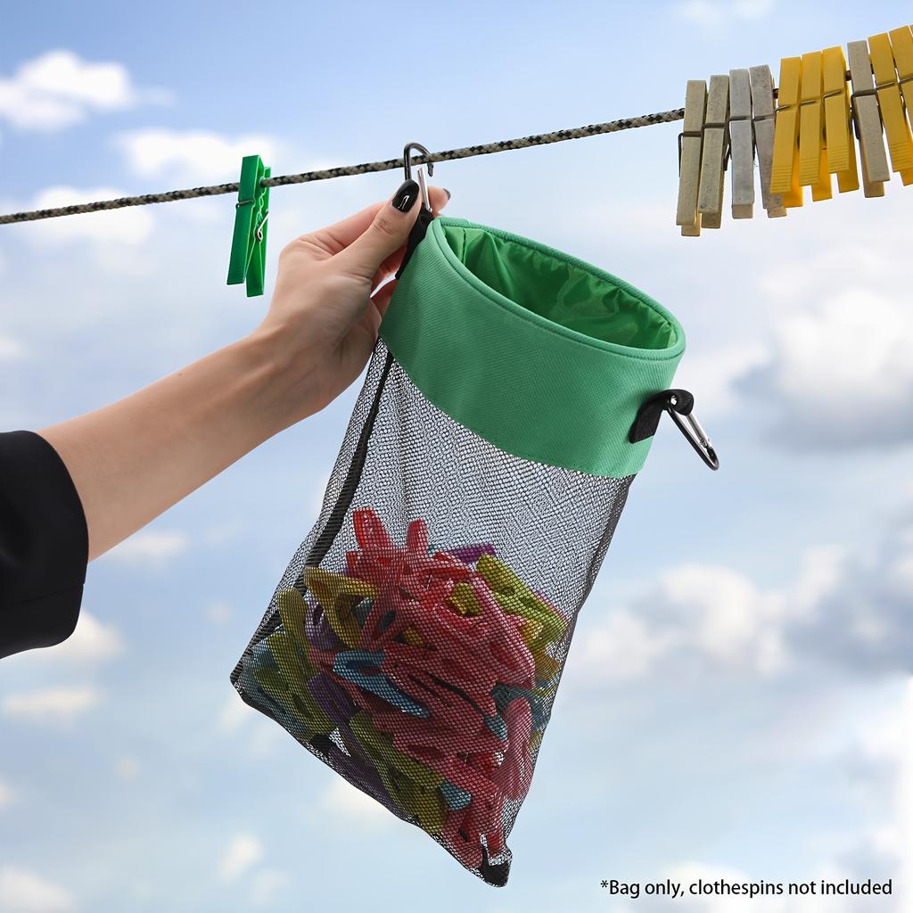 Mesh Clothing Rack Bag with Hooks, Shoulder Straps, Hanging Clothes Rack, Closed Clothes Rack with Drawstring Storage Bag for Drying, Beach Shell Bag
