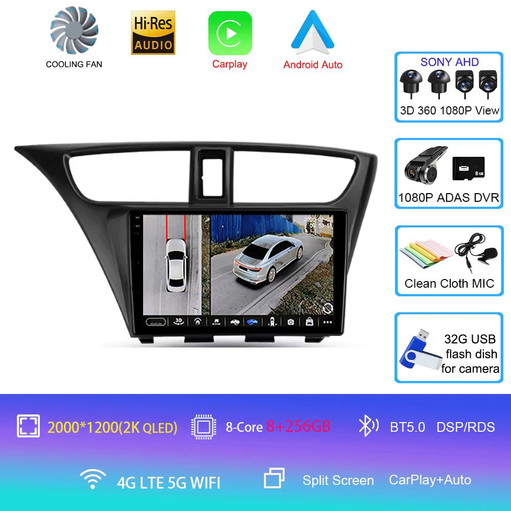 Android 14 For Honda Civic 9 FK FB 2012 - 2017 Multimedia Video Player Car Radio Navigation Stereo GPS No 2din 2 Din Dvd