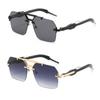 2PCS Rimless Double Girder Sunglasses Women Men Vintage Trend Sun Glasses Outdoor Driving Male Female Protective Glasses UV400