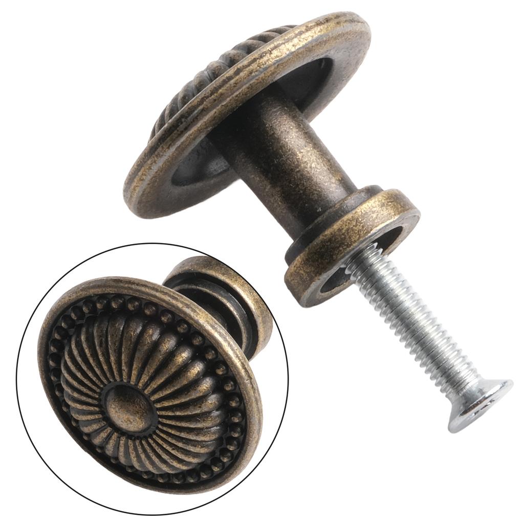 Elegant Drawer Handles Black Handles Modern Antique Knobs Set Of 4pcs Diameter: Approx. 24mm Elegant Design Hard Zinc Alloy