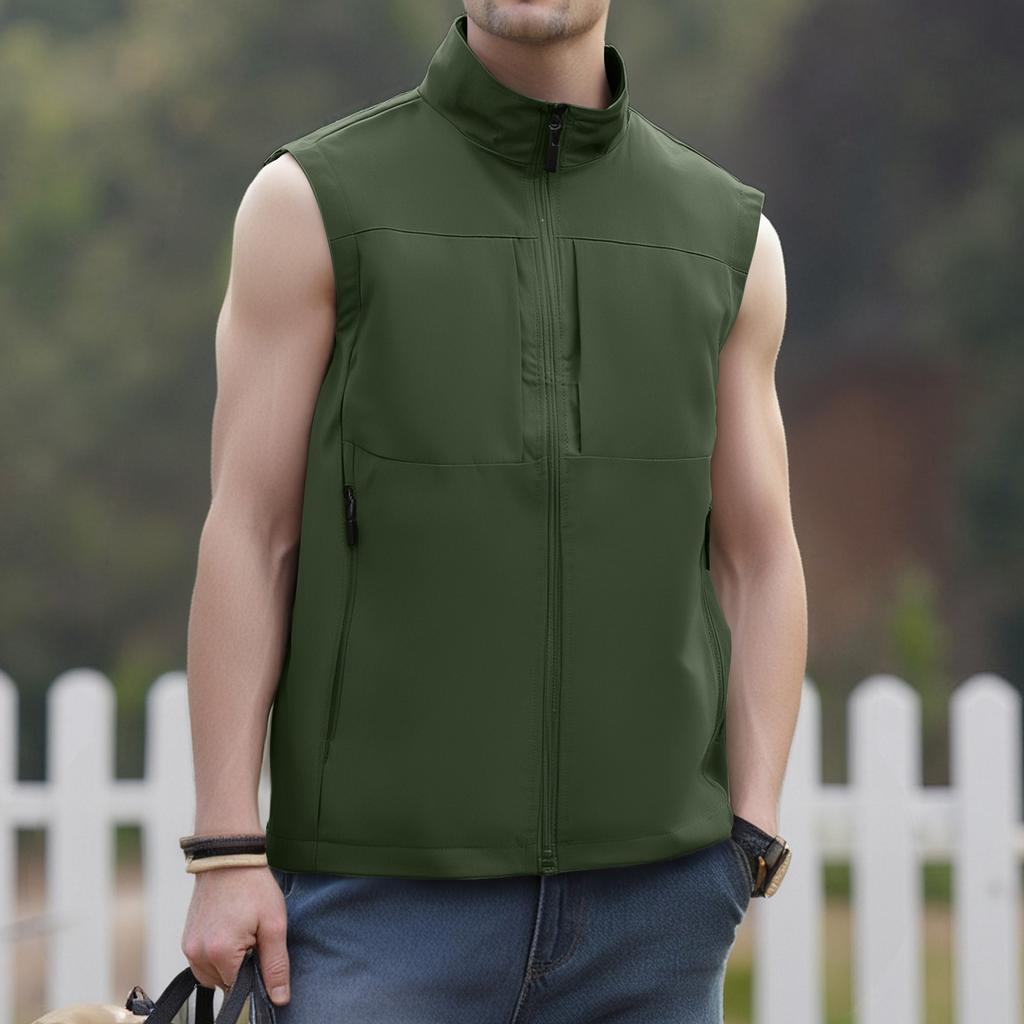 Men's Windproof Lightweight Golf Vest Outerwear With Pockets, Softshell Sleeveless Jacket For Running Hiking Sports