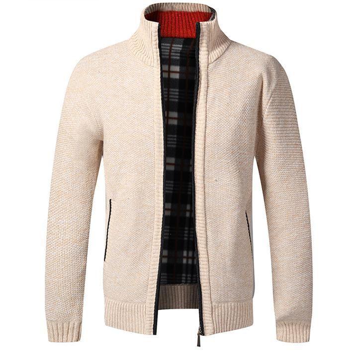 Autumn Winter Warm Cardigan Men Fleece Sweaters Full Zip Jackets Slim Fit Luxury Brand Knitted Sweater Coat American Jersey