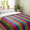 Colorful Rainbow Leopard Print Flannel Throw Blanket Soft Cozy Warm Blanket for Bed Couch Sofa All Season Home Decor