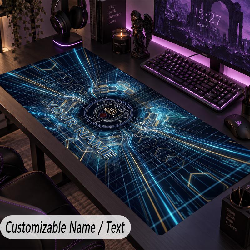 Custom Text Big Mousepad, Extended Desk Pad For Laptop Work GameManchester City