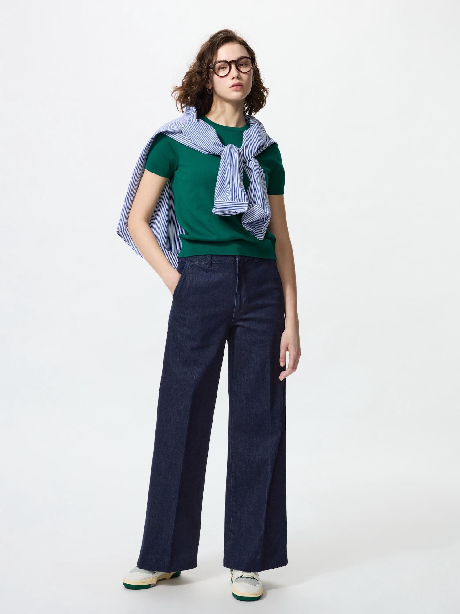 

Uniqlo Япония Широкие брюки Джинсы Длинные 69 NAVY/L