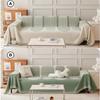 1pc Simplized Geometric Arch Lines Jacquard Sofa Towel with Tassels, Double Sided Thick Multiple Use Sofa Blanket Leisure Towel