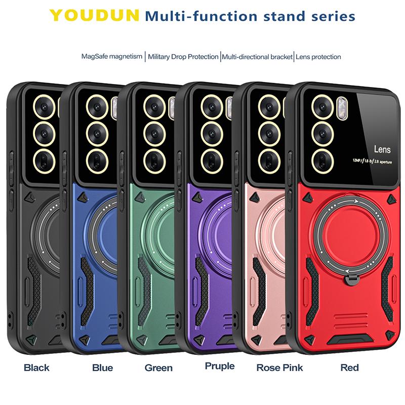 For OPPO Reno 12 Armor Shockproof Phone Case For Oppo Reno 12 Pro Anti-Fall Finger Ring Holder Magnetic Cover Capa Reno 12 Cases