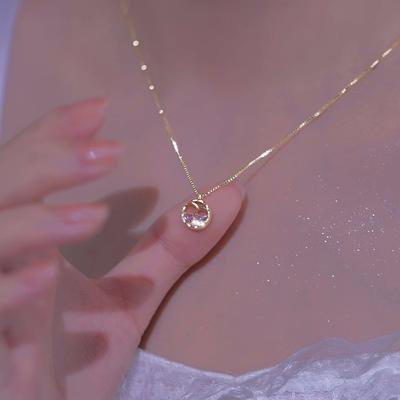 Half Diamond Whale Necklace Light Luxury Simple Niche Necklace High-Design Sense Women'S Clavicle Chain