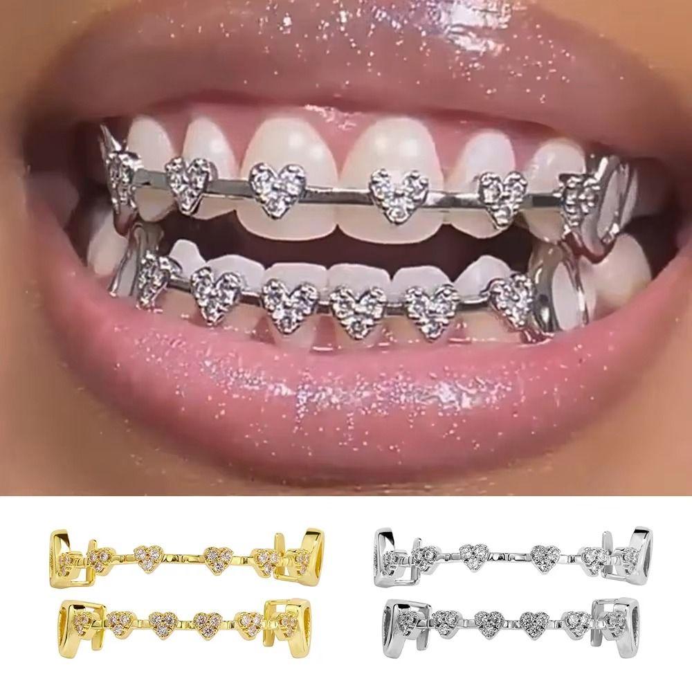 Hip Hop Dental Grills Rhinestone Love Drill Braces Fashion Men Women Jewelry Party Cosplay