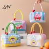 Soft Handle Insulated Pouch Lunch Bag with Reinforced Handle, Cartoon Pattern Print, Portable Reusable Cooler Large Capacity Food Storage Organizer