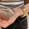 European American Metal Texture Open Bangle: Elegant Cross-Border High-End Women’s Bracelet