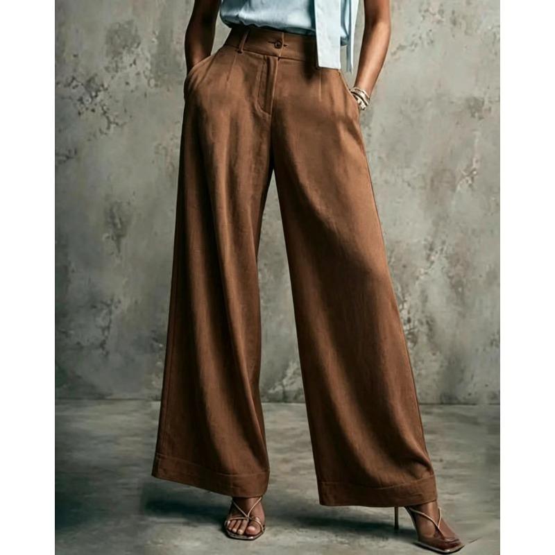New Style Women's Solid-color Wide-leg High-waist Loose-fitting Slimming Casual Pants