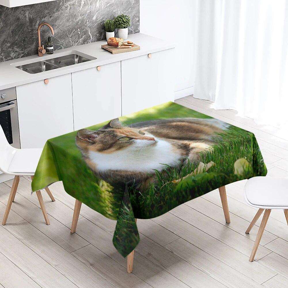 Cute Cat Tablecloth Party Restaurant Table Decoration Waterproof Rectangular  Kawaii New Home Kitchen