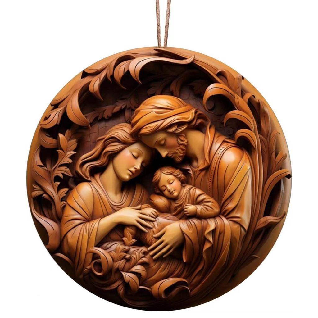 Acrylic 3D Jesus Nativity Scene Prayer Blessing Hanging Decors Religious Christmas Tree Ornament for Home & Church