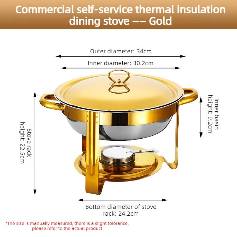 Large Capacity Stainless Steel Buffet Stove Hotel Insulation Stove Restaurant Circular Alcohol Heating Stove Food Heater
