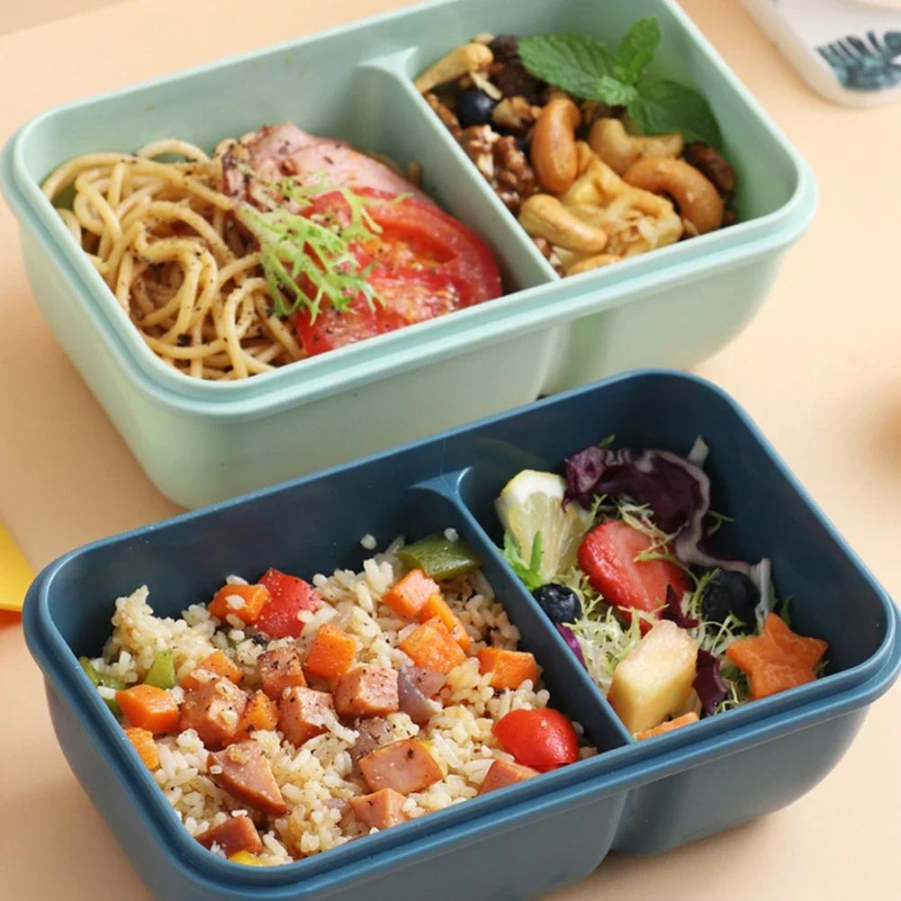 850ML Mikrowellen-Lunchbox mit Löffel Essstäbchen Geschirr Lebensmittelaufbewahrungsbehälter Kinder Kind Schule Büro Mikrowellen-Bento-Box