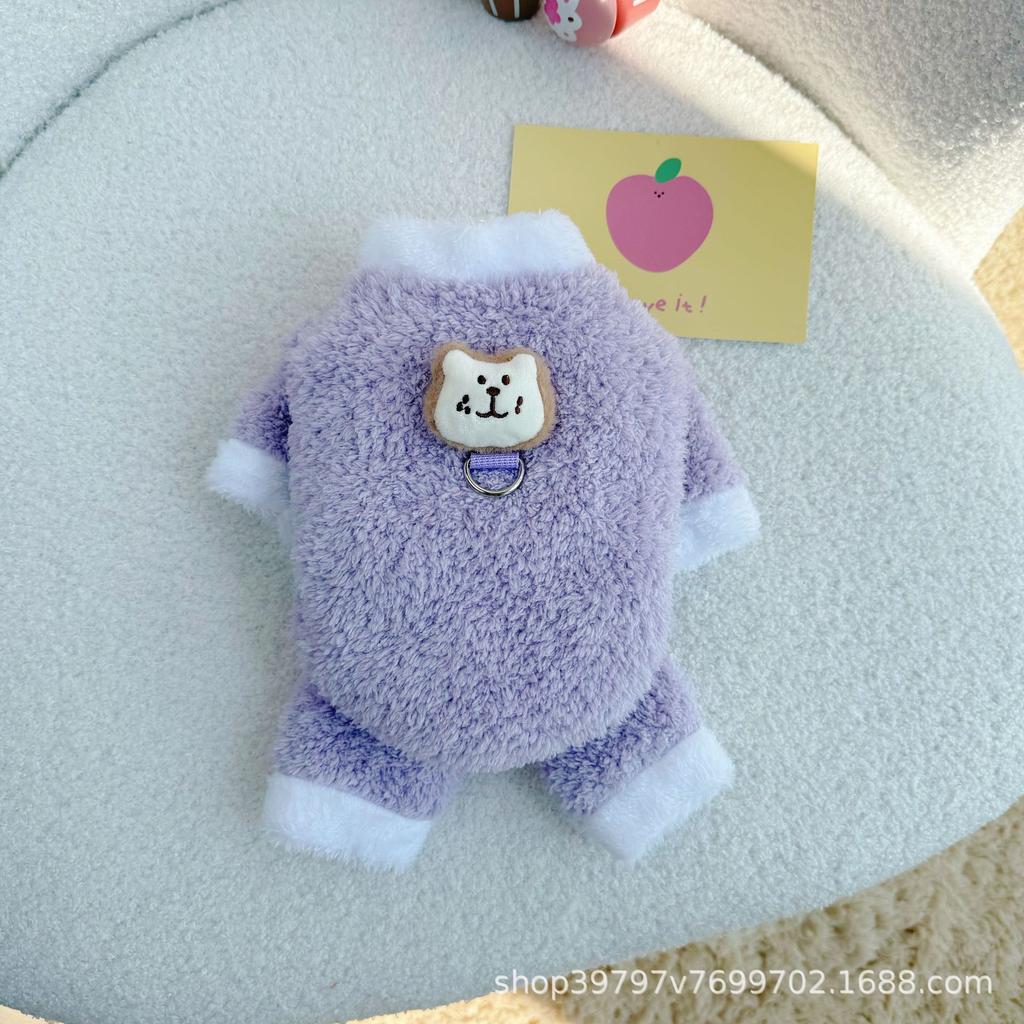 Vêtements pour chien à quatre pattes automne et hiver velours épaissi chauds, protection contre le froid et le vent vêtements pour animaux de compagnie chat que ours teddy