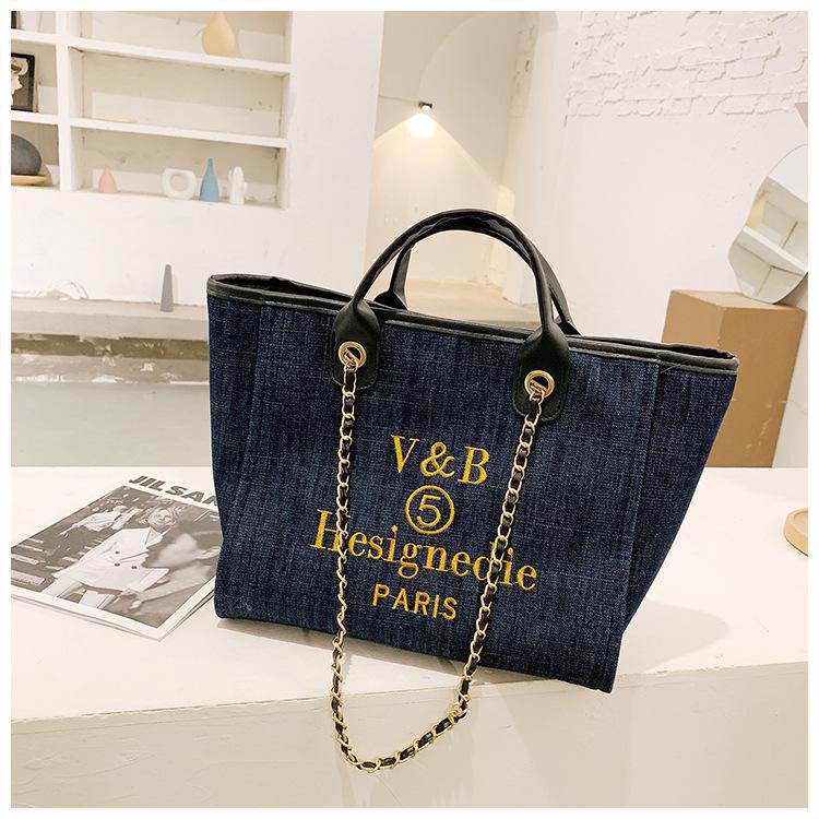 Bolso de lona europeo y americano moda grande bolso de hombro individual  femenino bolso de hombro corto distancia viaje bolsa de mezclilla comprar a  buen precio — entrega gratuita, reseñas reales con