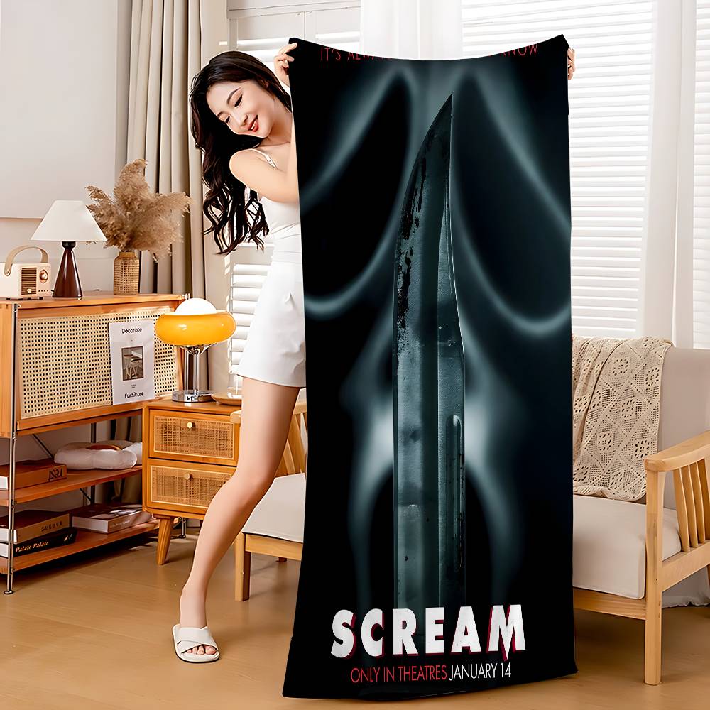 Scream Horror Movie Anime Beach Towel Colorful Bath Towels for Quick Dry Custom Sand Free Beach Yoga Spa Gym Pool