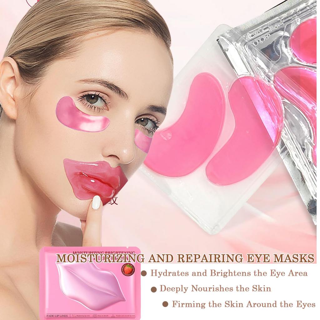 20 Pairs Lip Mask & Eye Mask,Crystal Gel Eye Pads Nourishes the Lip Patches for Skin Care Spa Daily Moisturizing Eye Patches for Puffy Eyes
