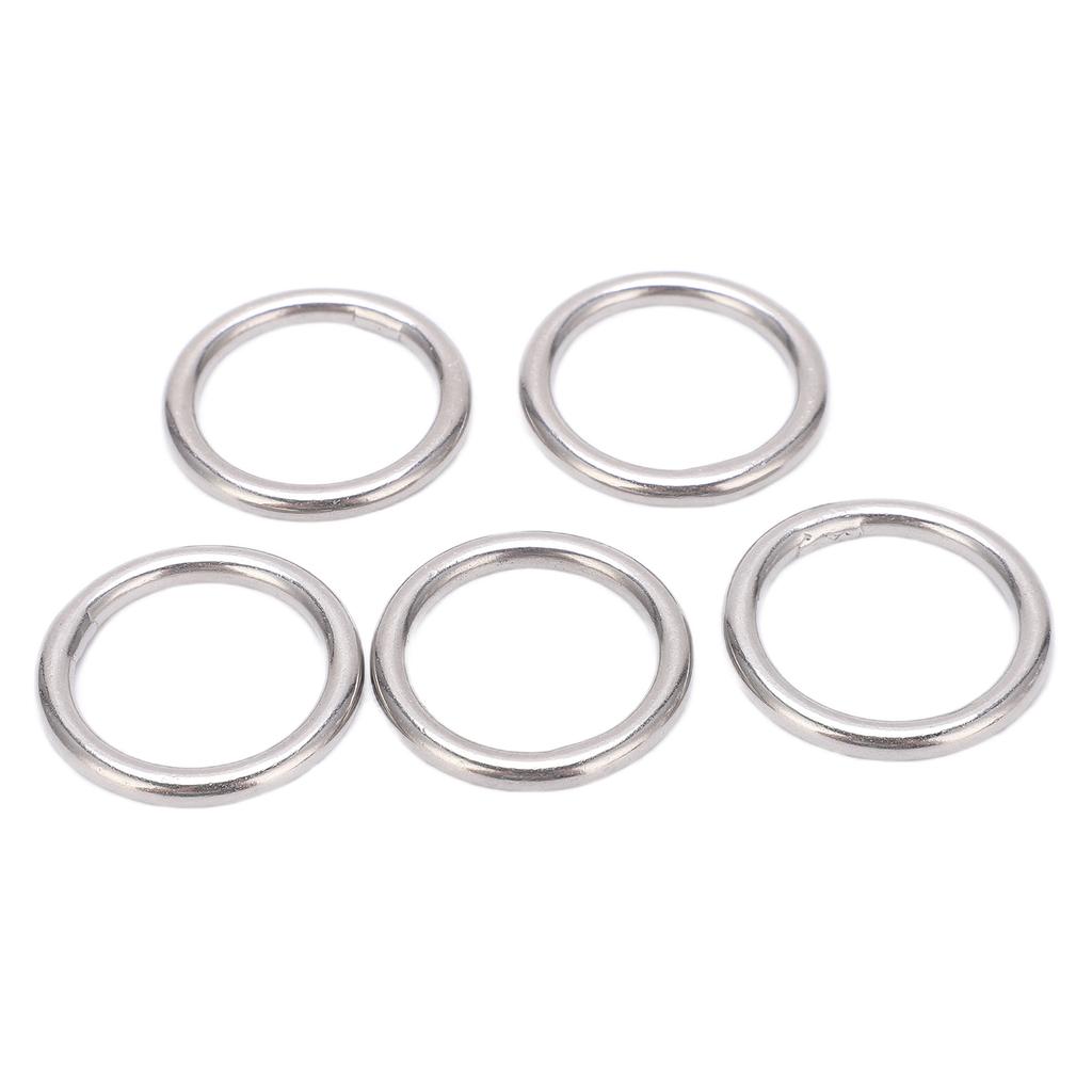 5Pcs 304 Stainless Steel Round O Rings Seamless Multi Purpose Welding Metal O Rings for Marine Boat Equipment Yoga