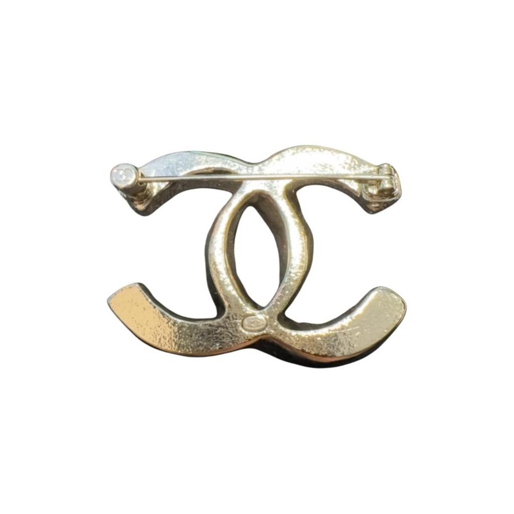 Chanel Double C Design Imitation Diamond Brooch Unisex Accessories Gold ABC552B15387NU491