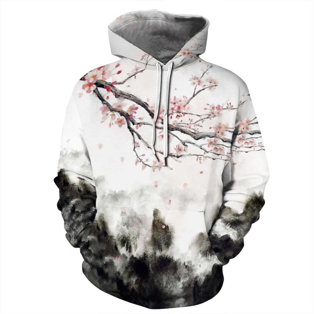 Lattice Vortex Japanische Große Welle vor Kanagawa Pflaumenblüte 3D-Druck Männer Hoodies Frauen Kapuzenpullover Pullover Kleidung S-3XL