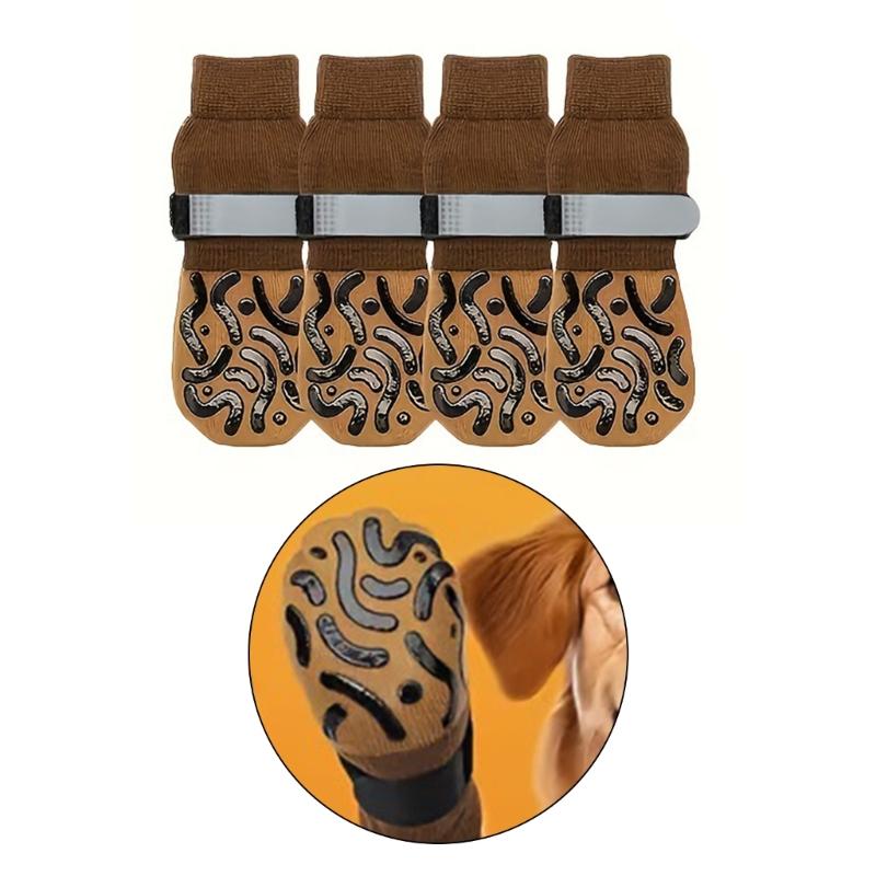 4pack Durability Dog Socks Thickened Paws Protectors Outdoor Paws Protectors for Various Pet Owners