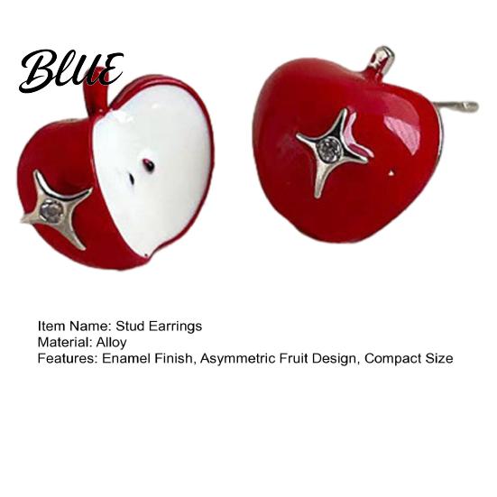 Durable Enamel Jewelry 1 Pair Stud Earrings Fruit Asymmetric Design